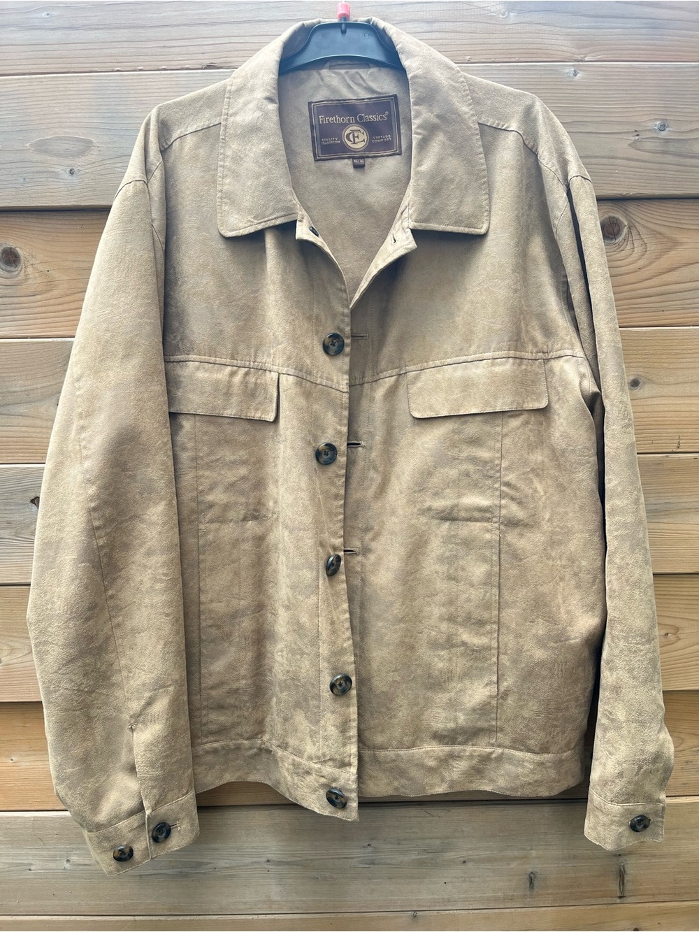 Firethorn Classics Men's Faux Suede Shirt Jacket Shacket – Tan / Beige, XL